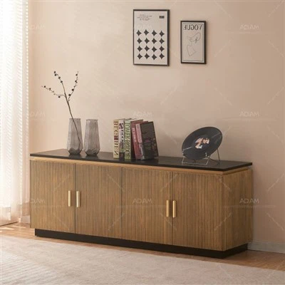 오크 베니어 나무 TV 스탠드